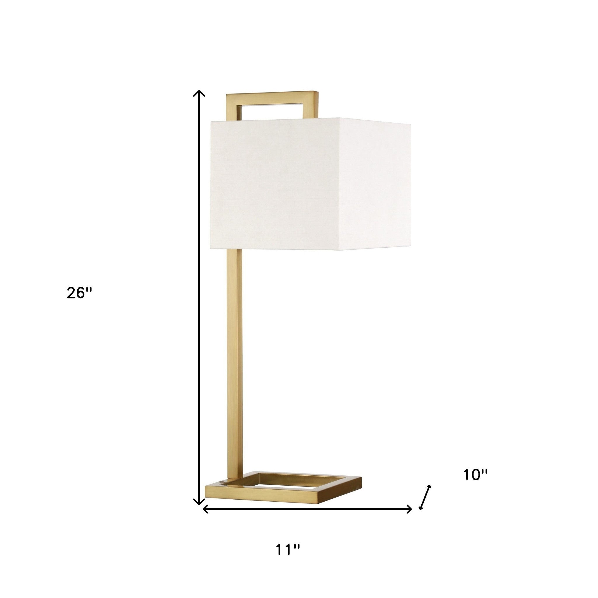 Gold Metal Arched Table Lamp With White Square Shade - Thumbnail 3
