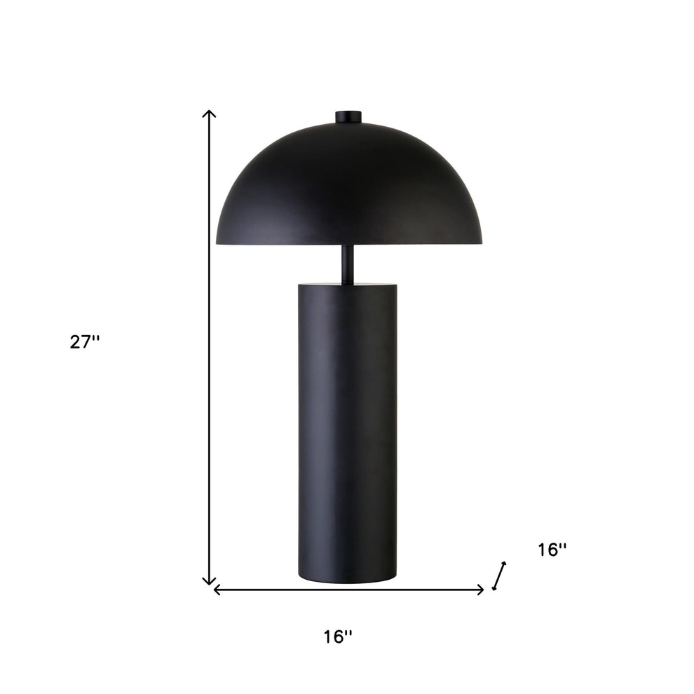 Black Metal Table Lamp With Black Dome Shade By Homeroots | Table Lamps | Modishstore - 7