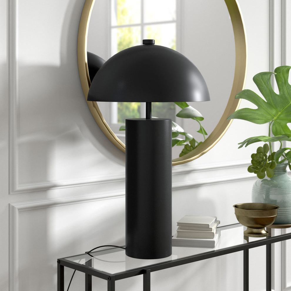 Black Metal Table Lamp With Black Dome Shade By Homeroots | Table Lamps | Modishstore - 5