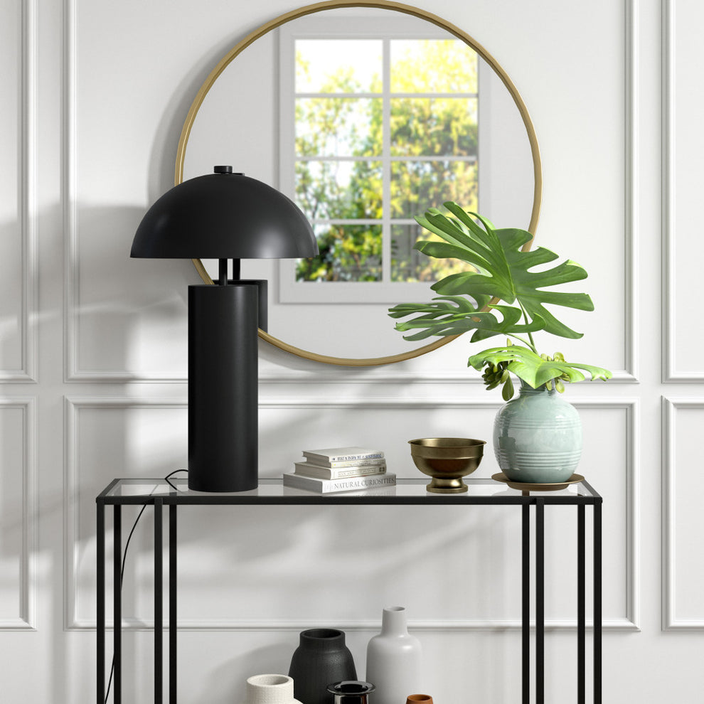 Black Metal Table Lamp With Black Dome Shade By Homeroots | Table Lamps | Modishstore - 6