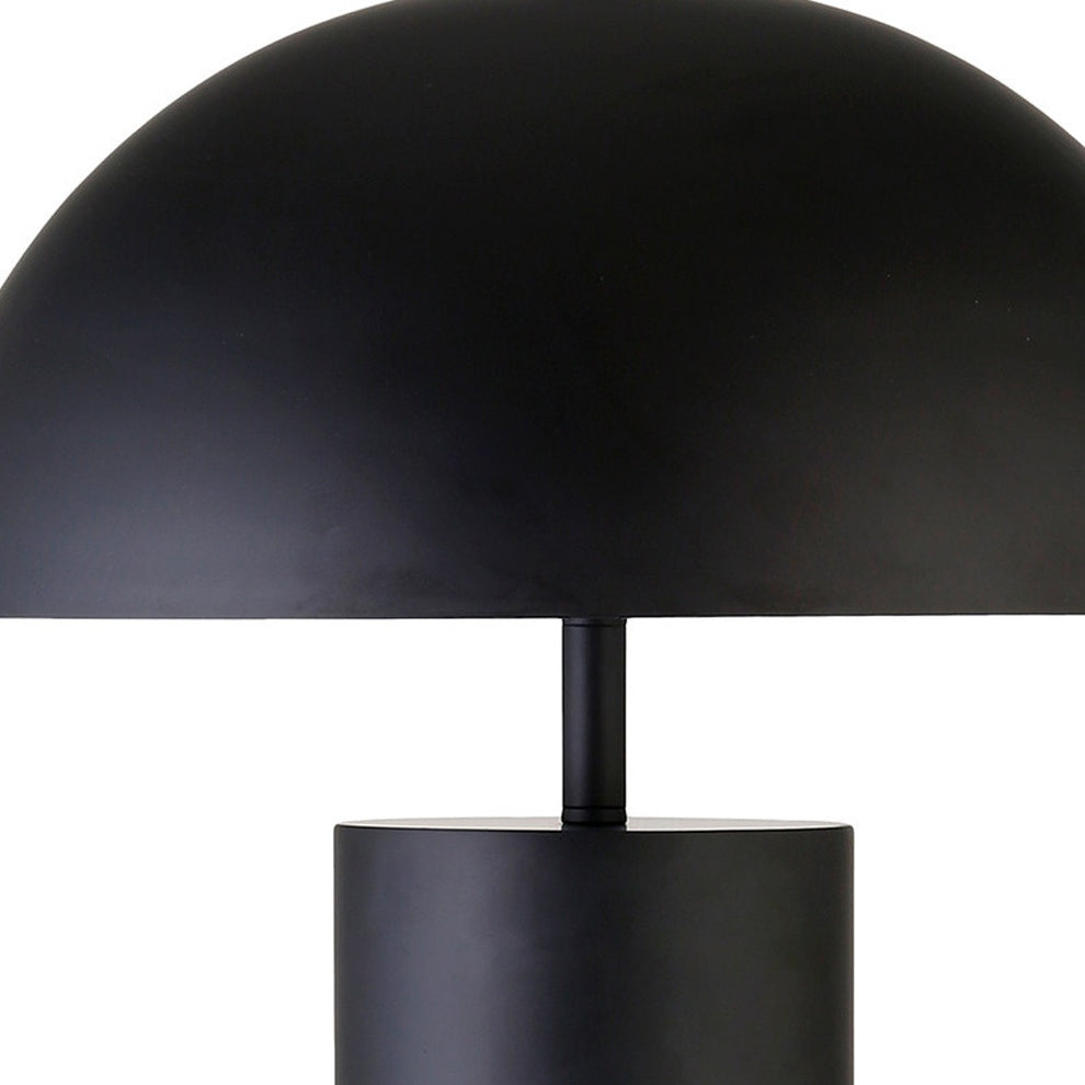 Black Metal Table Lamp With Black Dome Shade By Homeroots | Table Lamps | Modishstore - 3