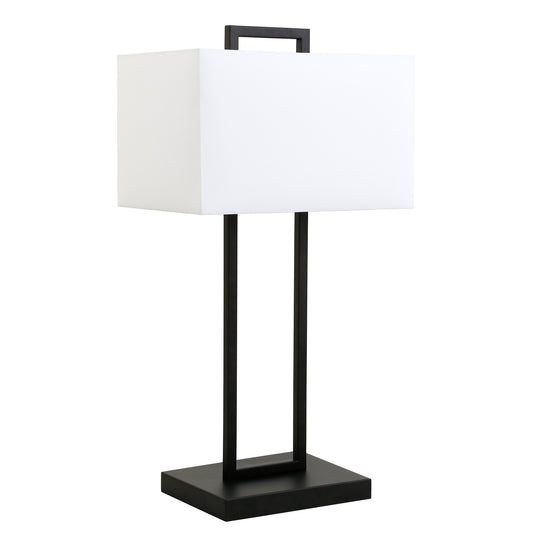 Black Metal Table Lamp With White Shade By Homeroots | Table Lamps | Modishstore - 1