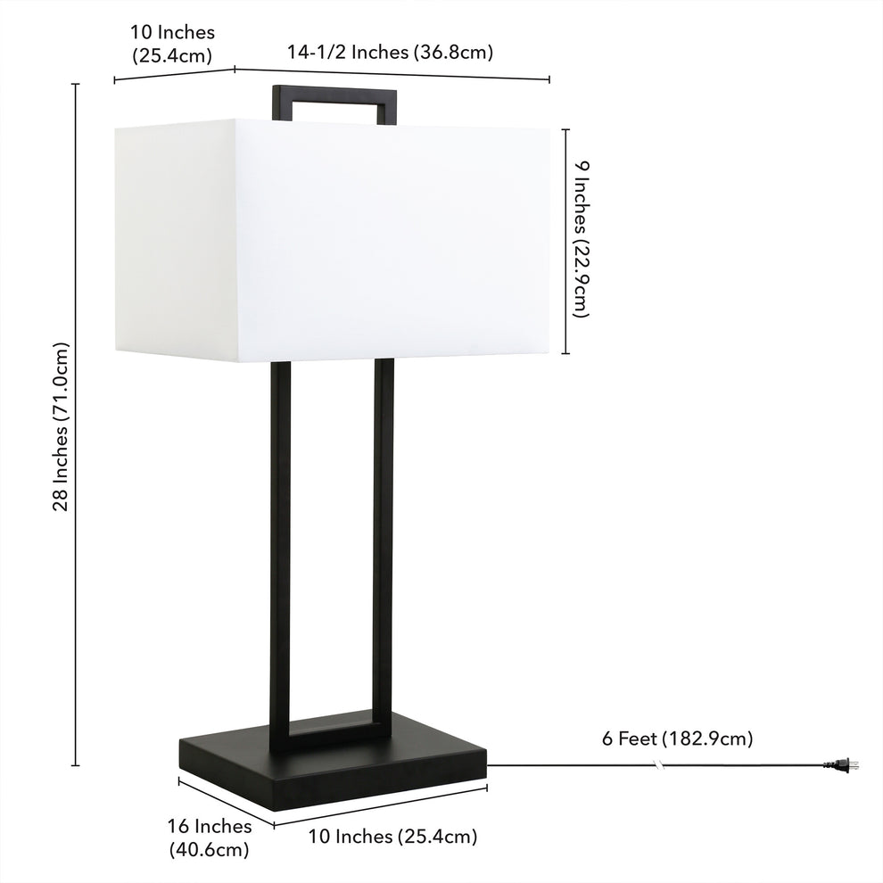 Black Metal Table Lamp With White Shade By Homeroots | Table Lamps | Modishstore - 5