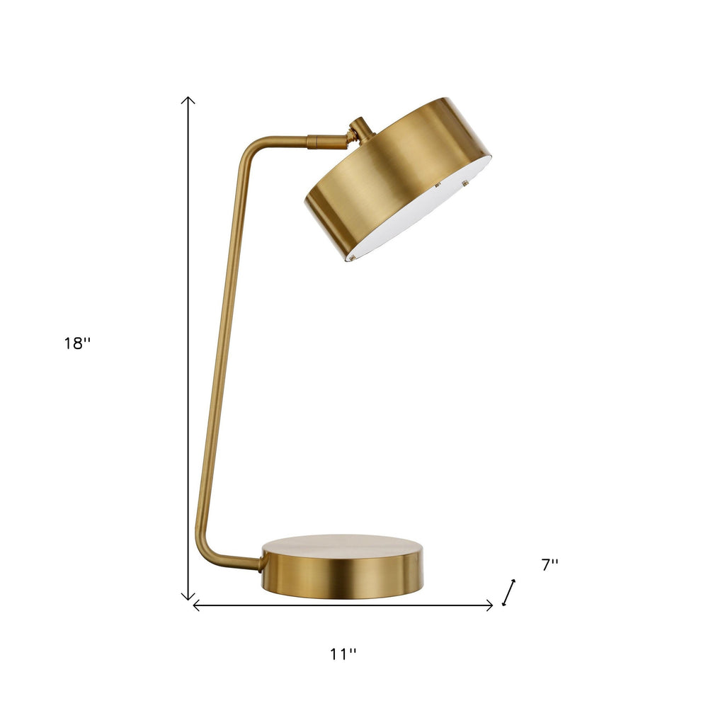 Brass Metal Desk Table Lamp With Brass Drum Shade By Homeroots | Table Lamps | Modishstore - 7