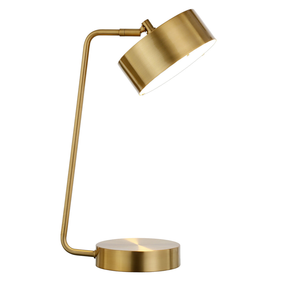 Brass Metal Desk Table Lamp With Brass Drum Shade By Homeroots | Table Lamps | Modishstore - 3