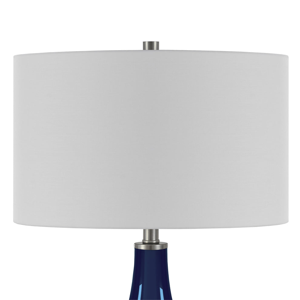 Navy Blue Glass Gourd Table Lamp With White Drum Shade By Homeroots | Table Lamps | Modishstore - 4