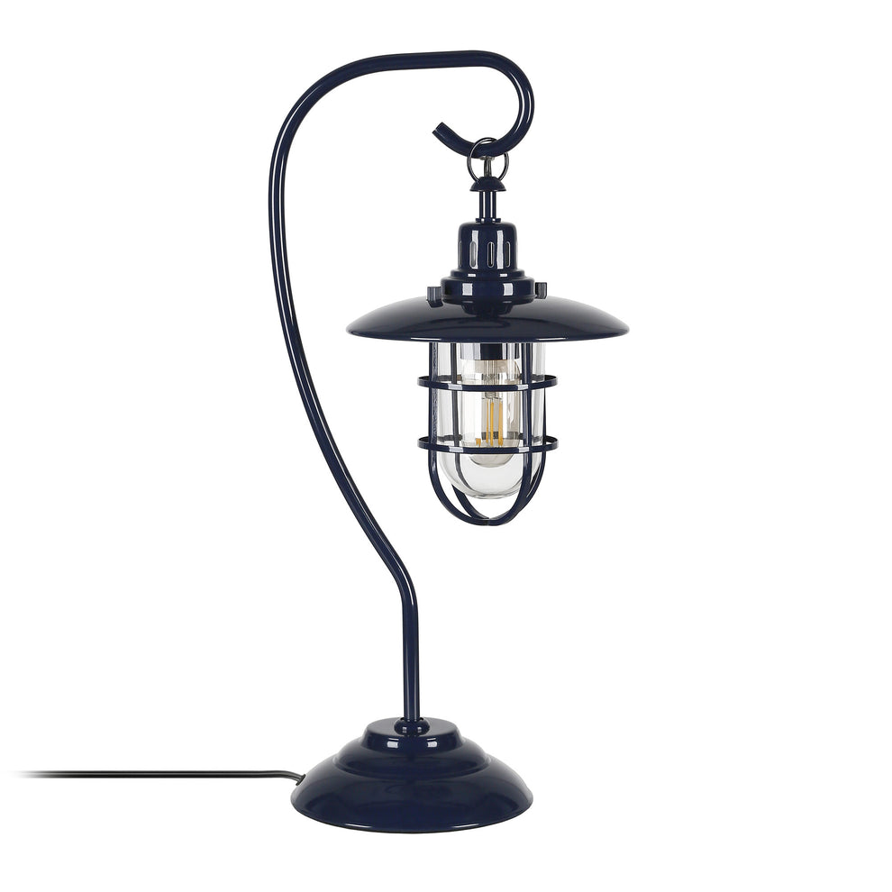 Navy Blue Metal Arched Table Lamp With Navy Blue Cage Shade By Homeroots | Table Lamps | Modishstore - 3