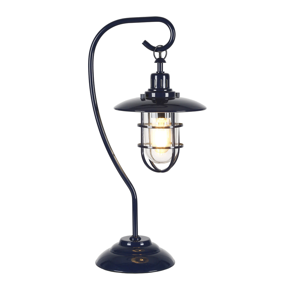Navy Blue Metal Arched Table Lamp With Navy Blue Cage Shade By Homeroots | Table Lamps | Modishstore - 4