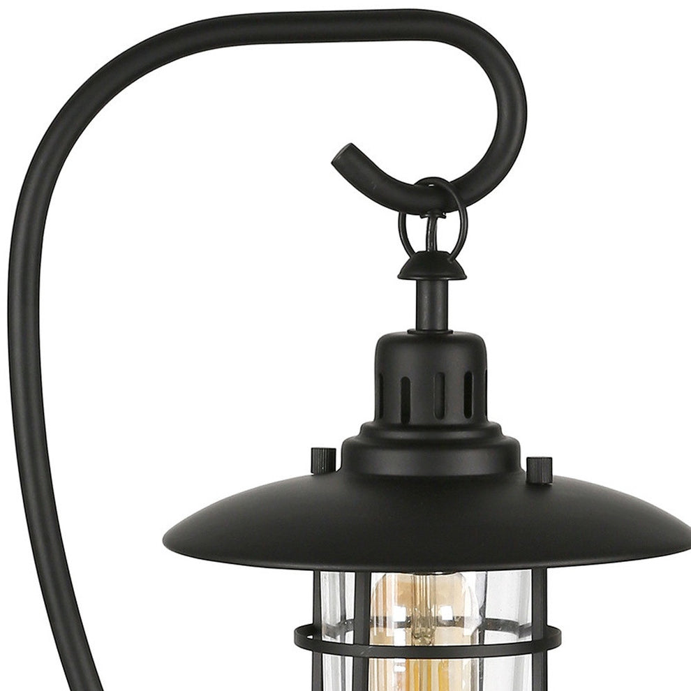 Black Metal Arched Table Lamp With Black Cage Shade By Homeroots | Table Lamps | Modishstore - 8