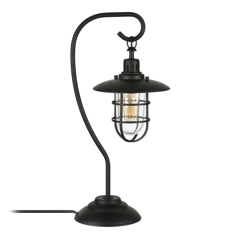 Black Metal Arched Table Lamp With Black Cage Shade By Homeroots | Table Lamps | Modishstore - 3