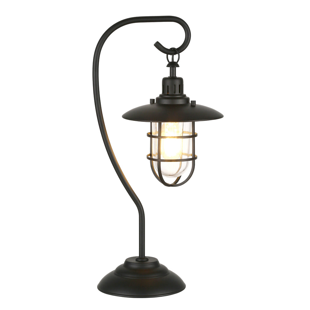 Black Metal Arched Table Lamp With Black Cage Shade By Homeroots | Table Lamps | Modishstore - 4