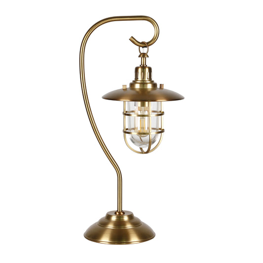 Antiqued Brass Metal Arched Table Lamp With Brass Cage Shade By Homeroots | Table Lamps | Modishstore - 1