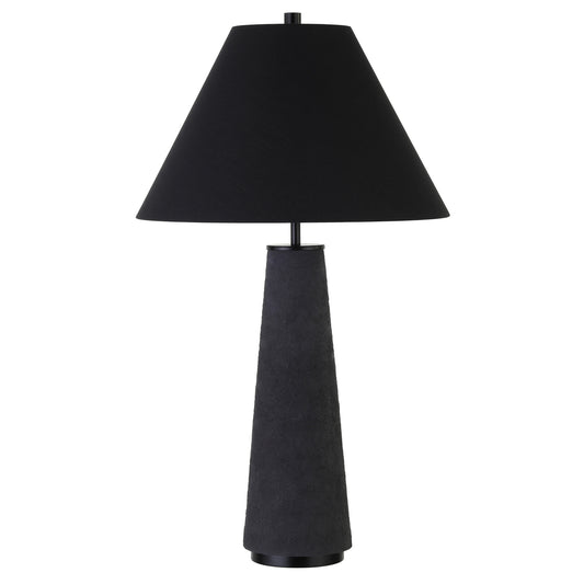 Black Ceramic Table Lamp With Black Cone Shade By Homeroots | Table Lamps | Modishstore - 1