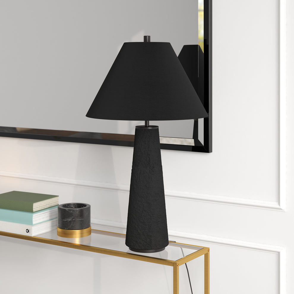 Black Ceramic Table Lamp With Black Cone Shade By Homeroots | Table Lamps | Modishstore - 3