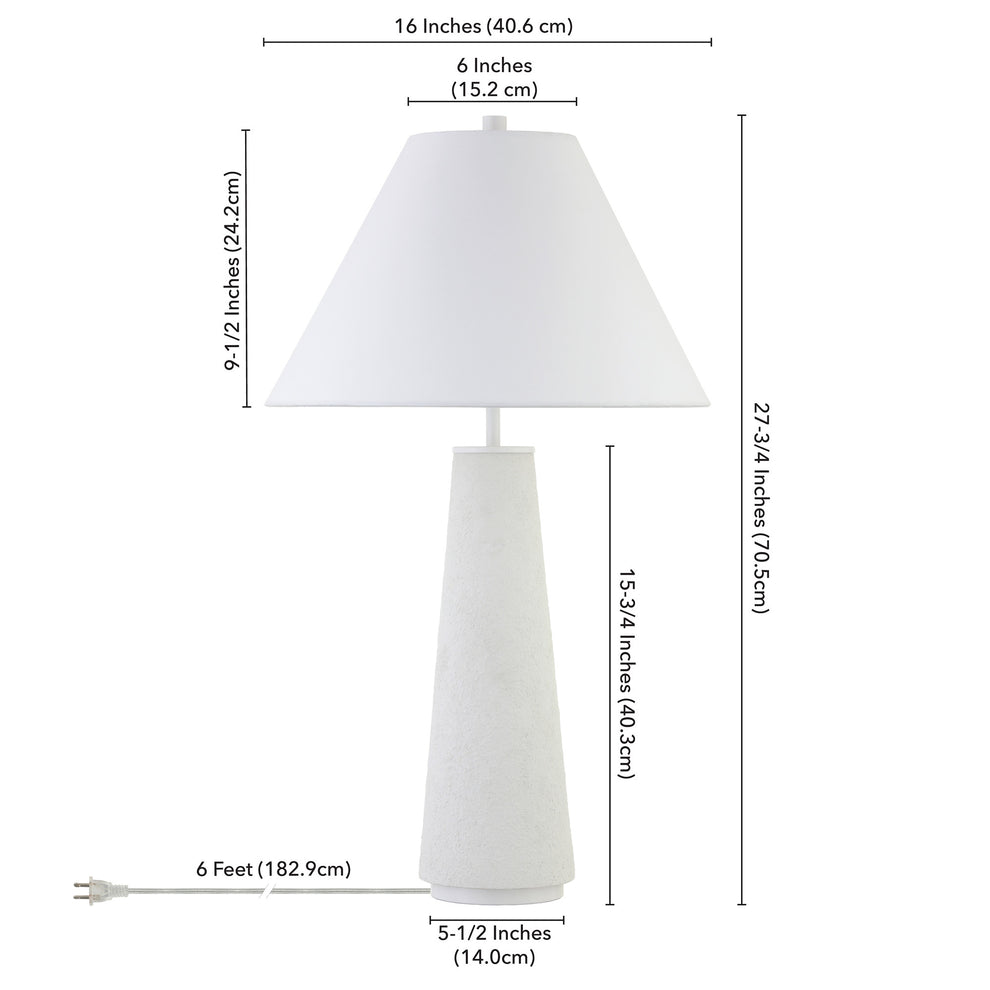 White Ceramic Table Lamp With White Cone Shade By Homeroots | Table Lamps | Modishstore - 6