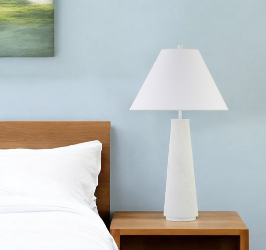 White Ceramic Table Lamp With White Cone Shade By Homeroots | Table Lamps | Modishstore - 1