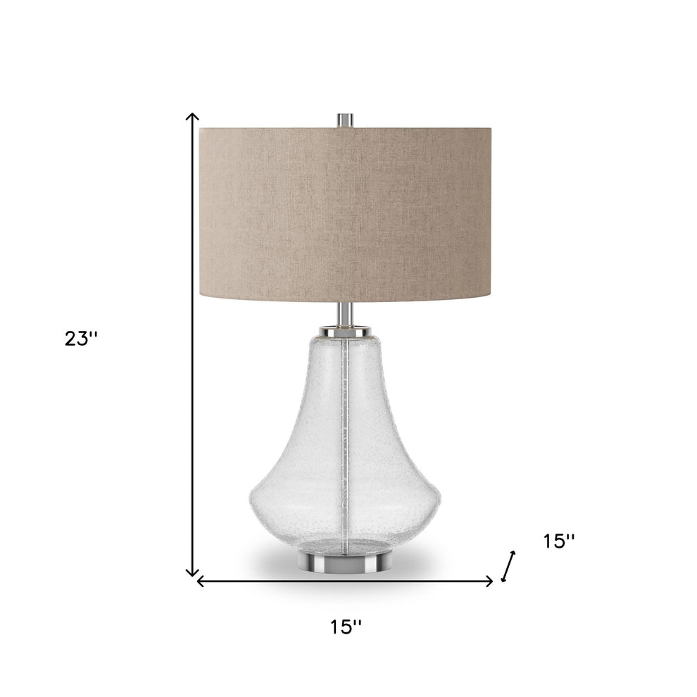 Nickel Glass Table Lamp With Flax Drum Shade By Homeroots | Table Lamps | Modishstore - 7