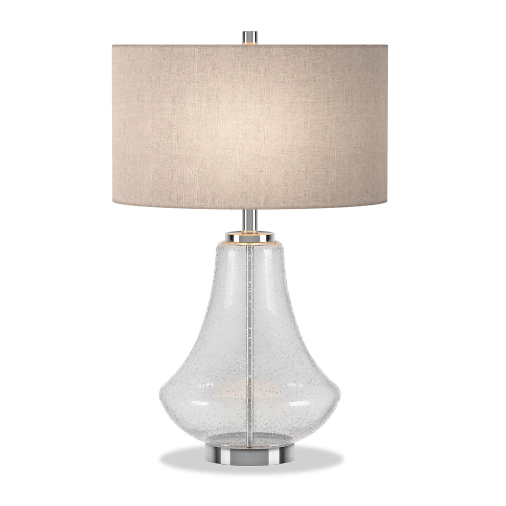 Nickel Glass Table Lamp With Flax Drum Shade By Homeroots | Table Lamps | Modishstore - 8