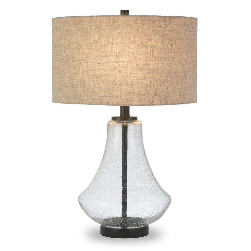 Black Glass Table Lamp With Flax Drum Shade By Homeroots | Table Lamps | Modishstore - 7