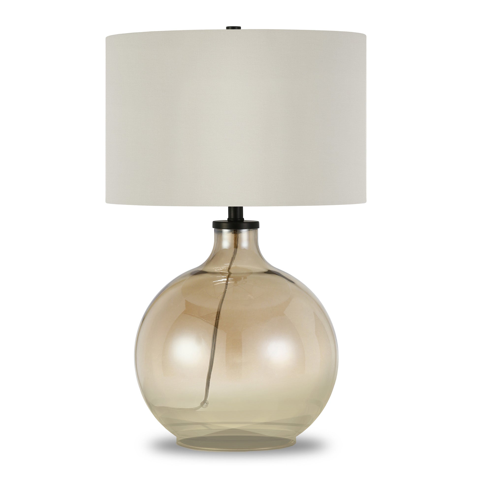 Gold Glass Globe Table Lamp With White Drum Shade By Homeroots | Table Lamps | Modishstore - 1