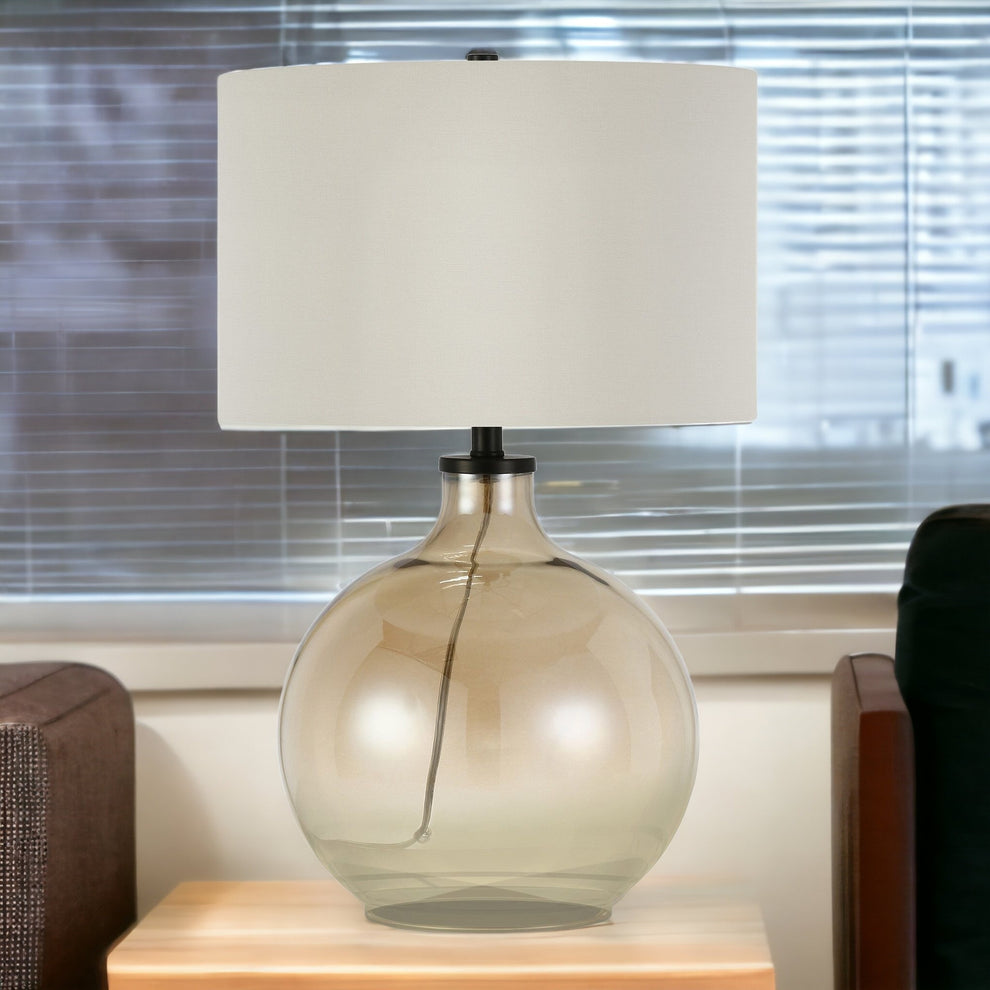 Gold Glass Globe Table Lamp With White Drum Shade By Homeroots | Table Lamps | Modishstore - 2