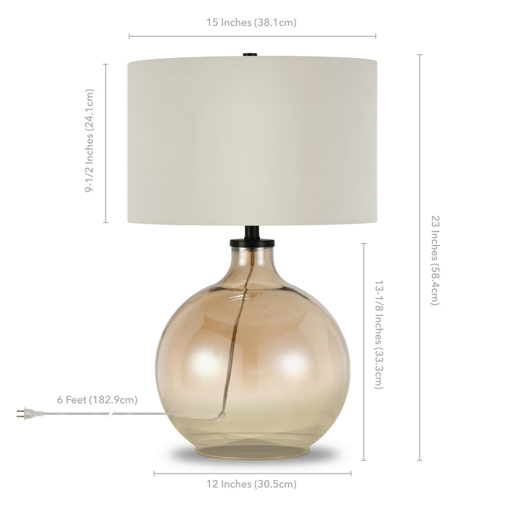 Gold Glass Globe Table Lamp With White Drum Shade By Homeroots | Table Lamps | Modishstore - 6