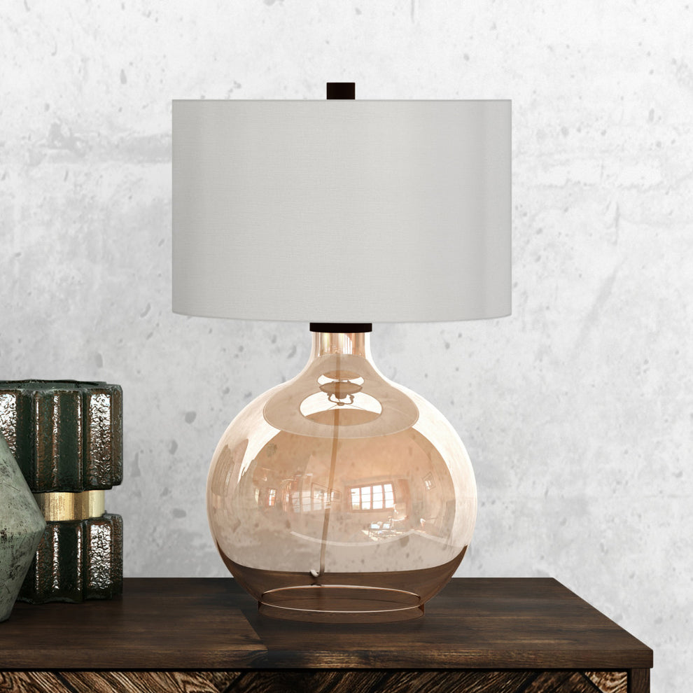 Gold Glass Globe Table Lamp With White Drum Shade By Homeroots | Table Lamps | Modishstore - 4