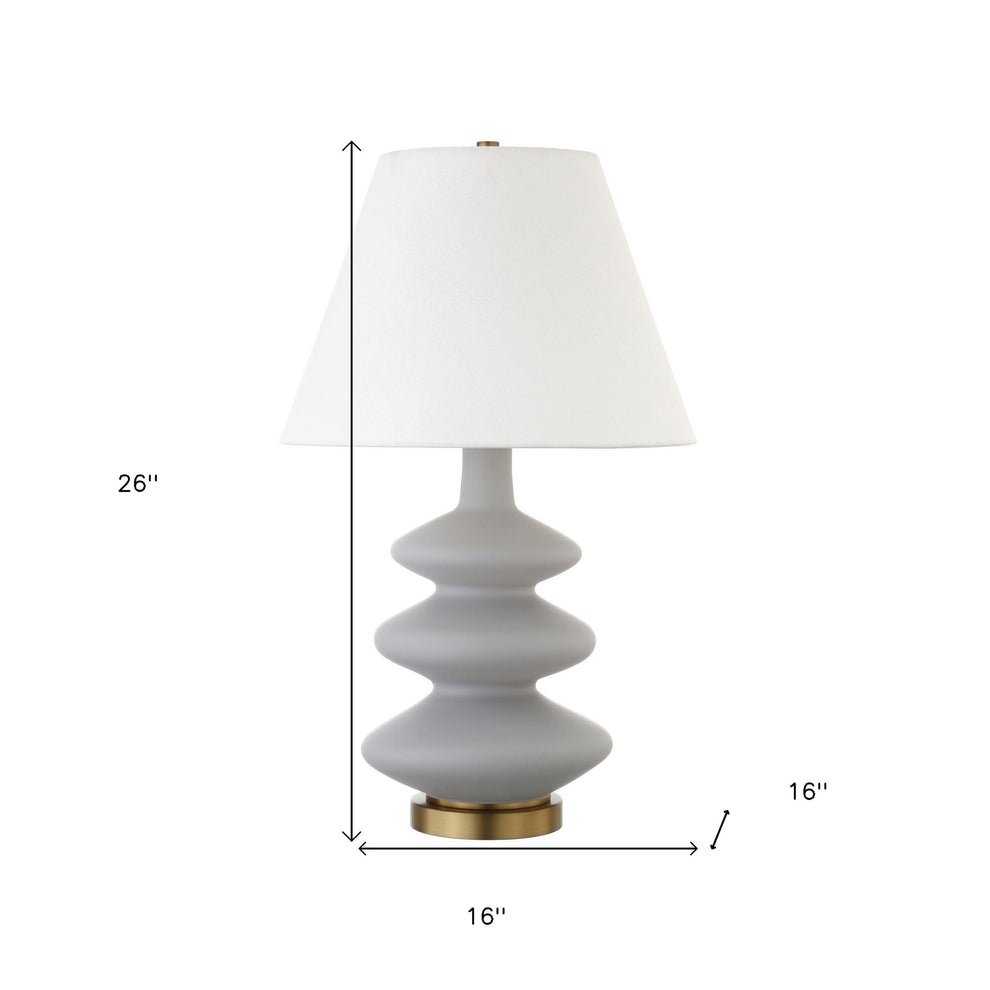 Gray and Gold Glass Gourd Table Lamp With White Empire Shade By Homeroots | Table Lamps | Modishstore - 4