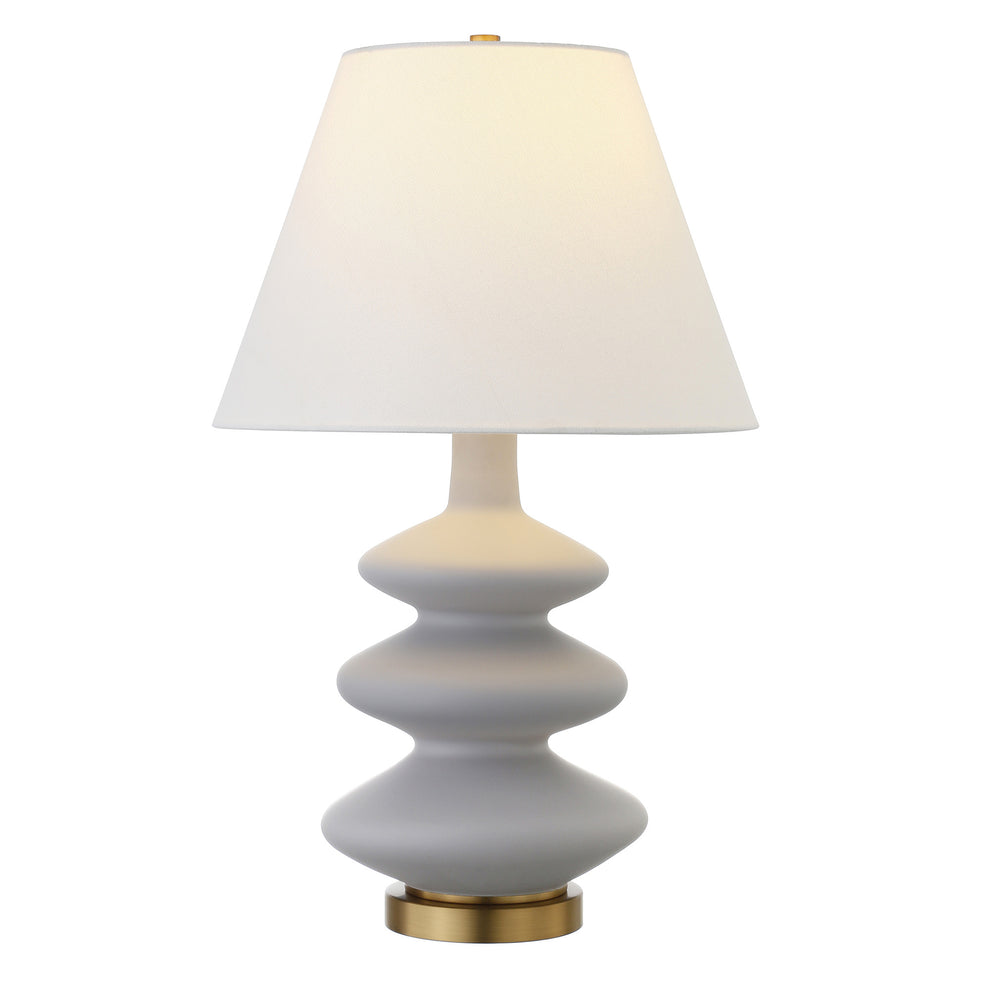 Gray and Gold Glass Gourd Table Lamp With White Empire Shade By Homeroots | Table Lamps | Modishstore - 7