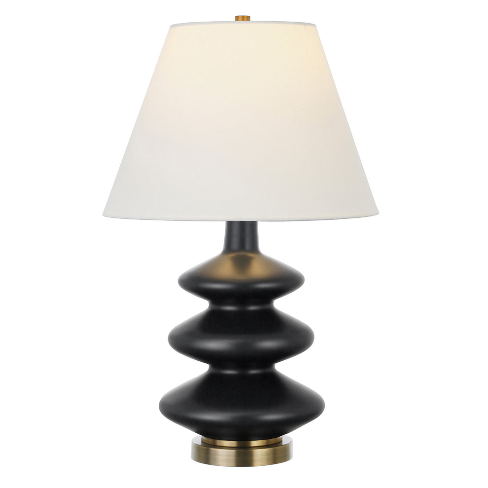Black and Gold Glass Gourd Table Lamp With White Empire Shade By Homeroots | Table Lamps | Modishstore - 7