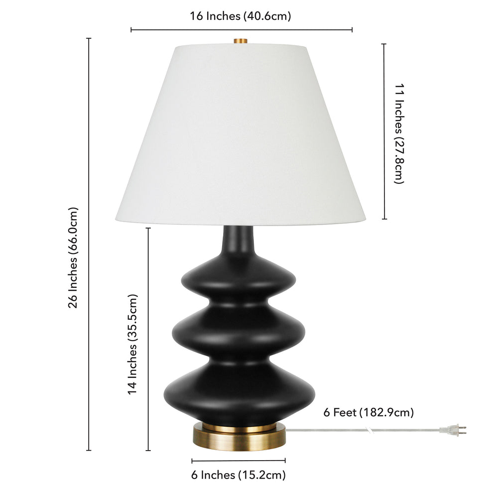 Black and Gold Glass Gourd Table Lamp With White Empire Shade By Homeroots | Table Lamps | Modishstore - 5