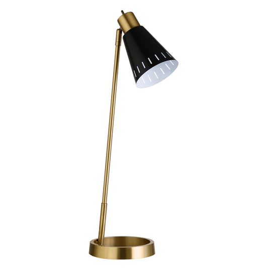 Brass Metal Desk Table Lamp With Black Cone Shade By Homeroots | Table Lamps | Modishstore - 1