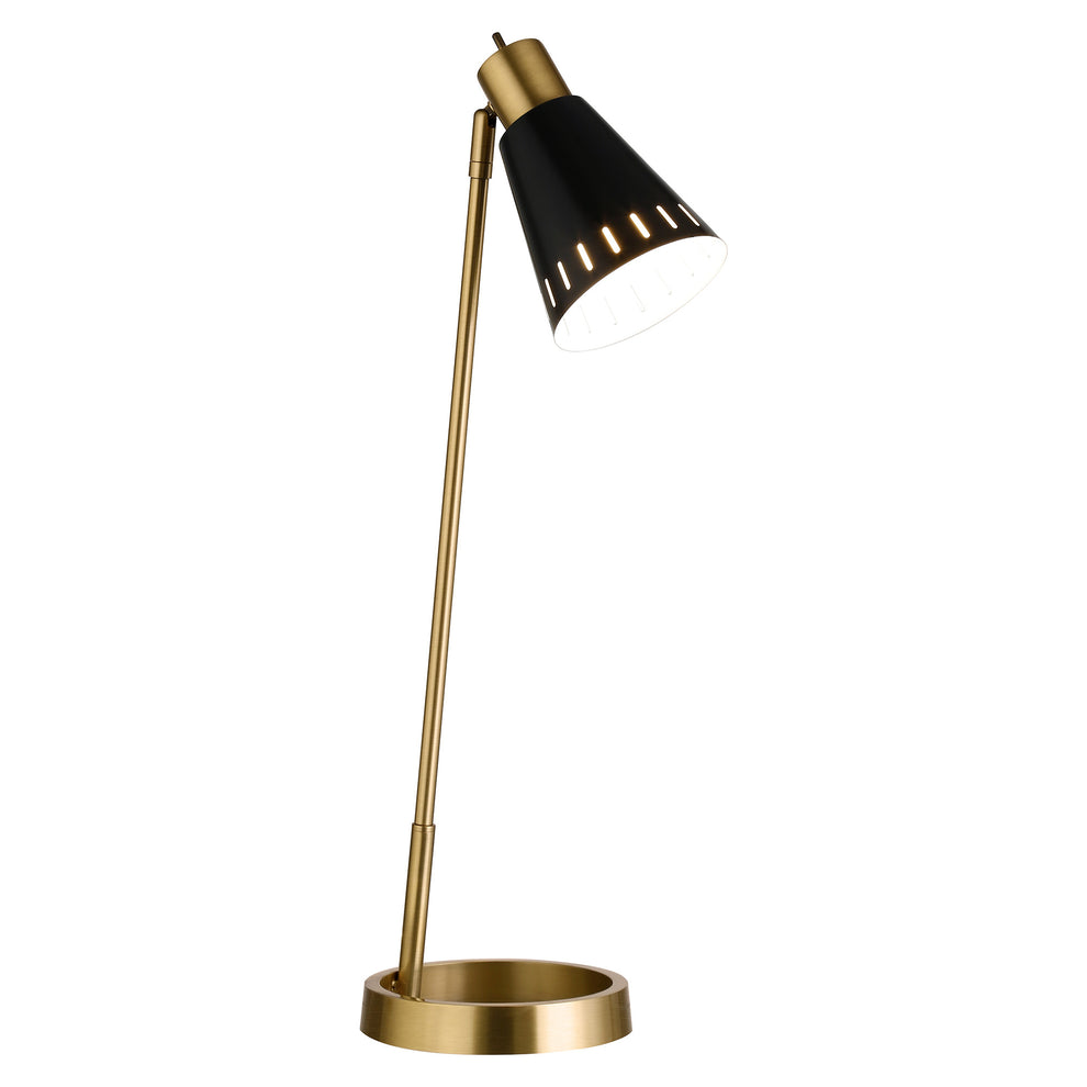 Brass Metal Desk Table Lamp With Black Cone Shade By Homeroots | Table Lamps | Modishstore - 7