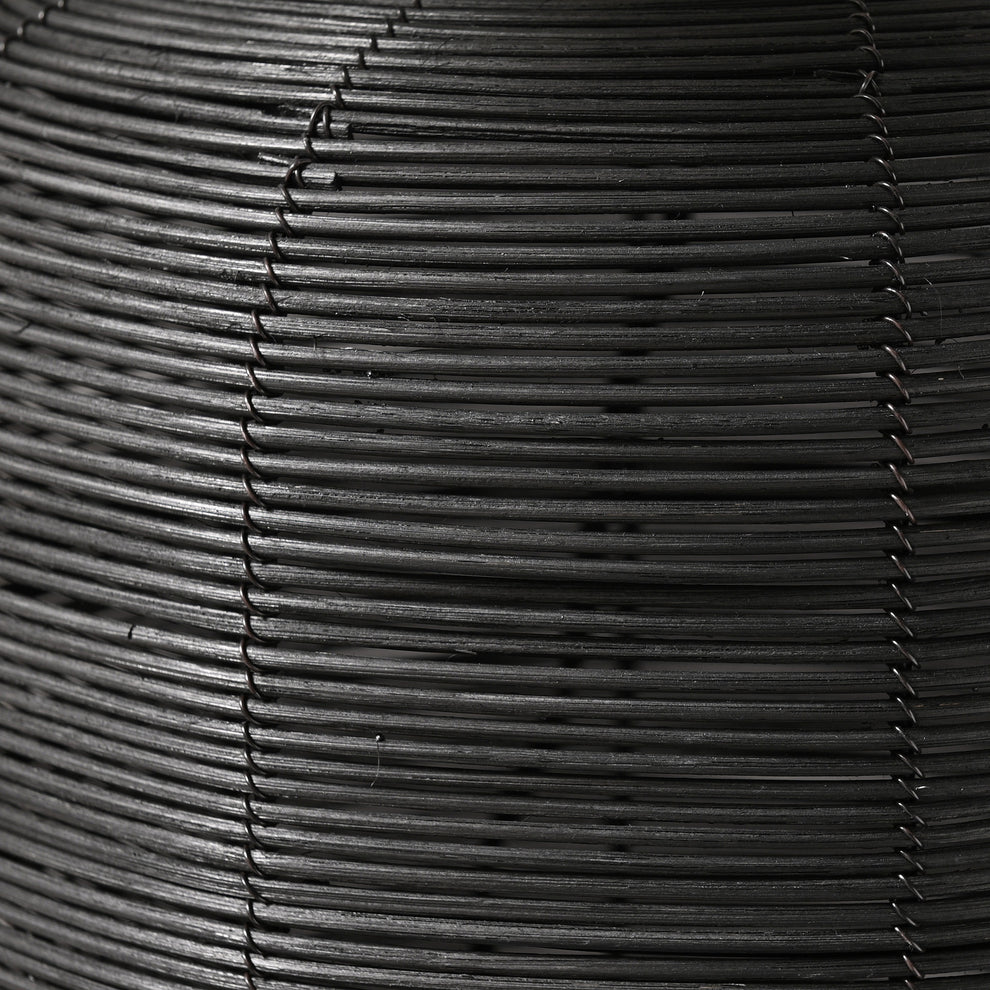 Black Rattan Table Lamp With White Drum Shade By Homeroots | Table Lamps | Modishstore - 5