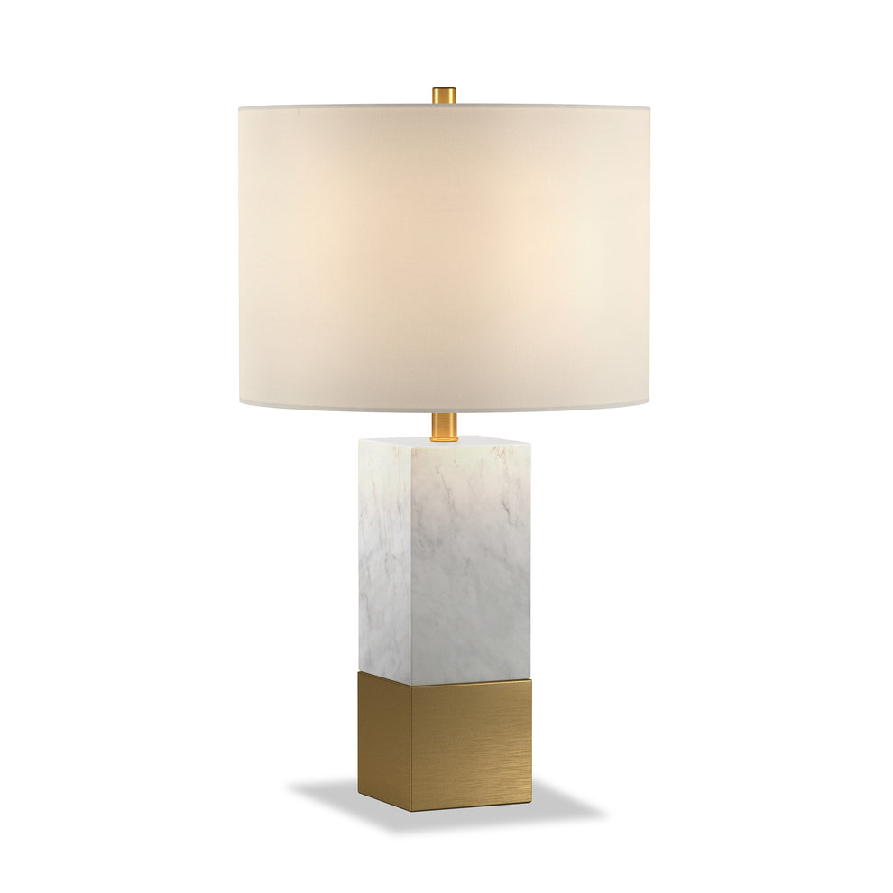 Gold and White Marble Table Lamp With White Drum Shade By Homeroots | Table Lamps | Modishstore - 7