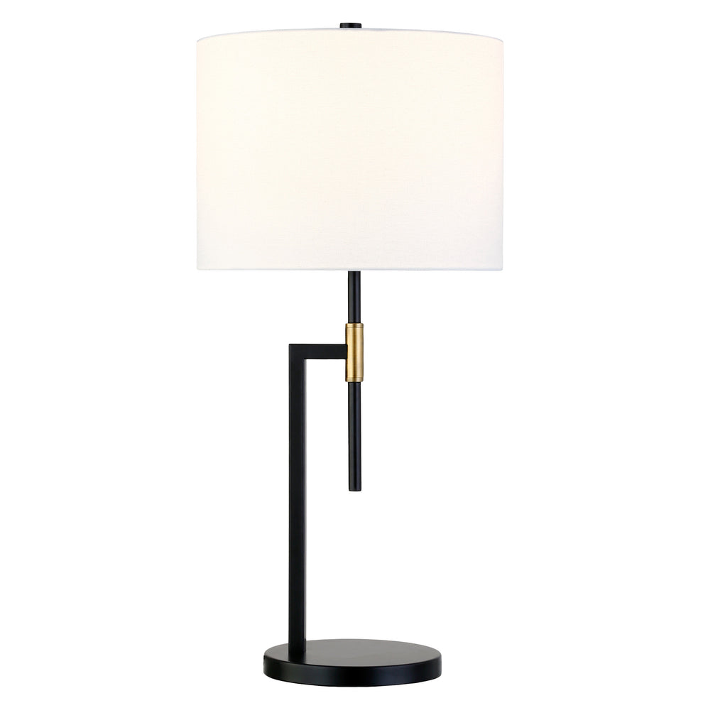 Black and Gold Metal Table Lamp With White Drum Shade By Homeroots | Table Lamps | Modishstore - 7