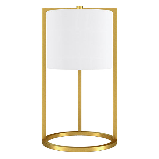 Brass Metal Table Lamp With White Drum Shade By Homeroots | Table Lamps | Modishstore - 1