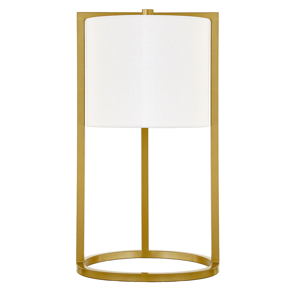 Brass Metal Table Lamp With White Drum Shade By Homeroots | Table Lamps | Modishstore - 6