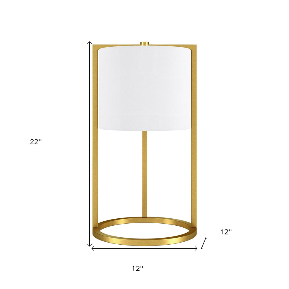 Brass Metal Table Lamp With White Drum Shade By Homeroots | Table Lamps | Modishstore - 8