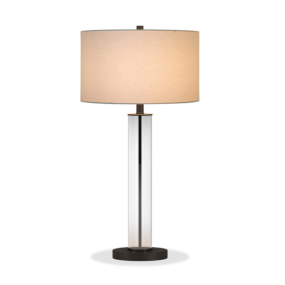 Black Glass Table Lamp With White Drum Shade By Homeroots | Table Lamps | Modishstore - 6