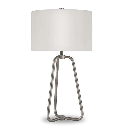 Nickel Metal Table Lamp With White Drum Shade By Homeroots | Table Lamps | Modishstore - 1