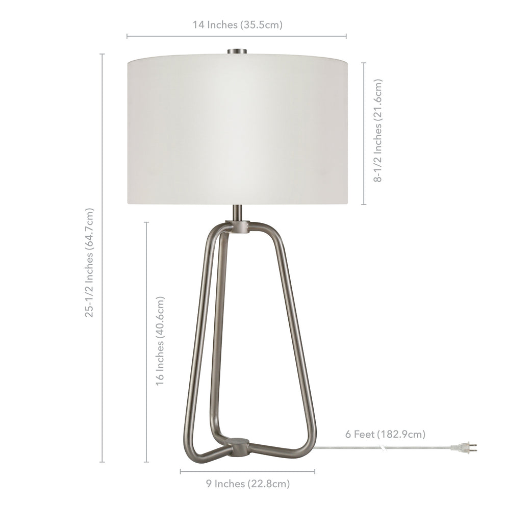 Nickel Metal Table Lamp With White Drum Shade By Homeroots | Table Lamps | Modishstore - 4