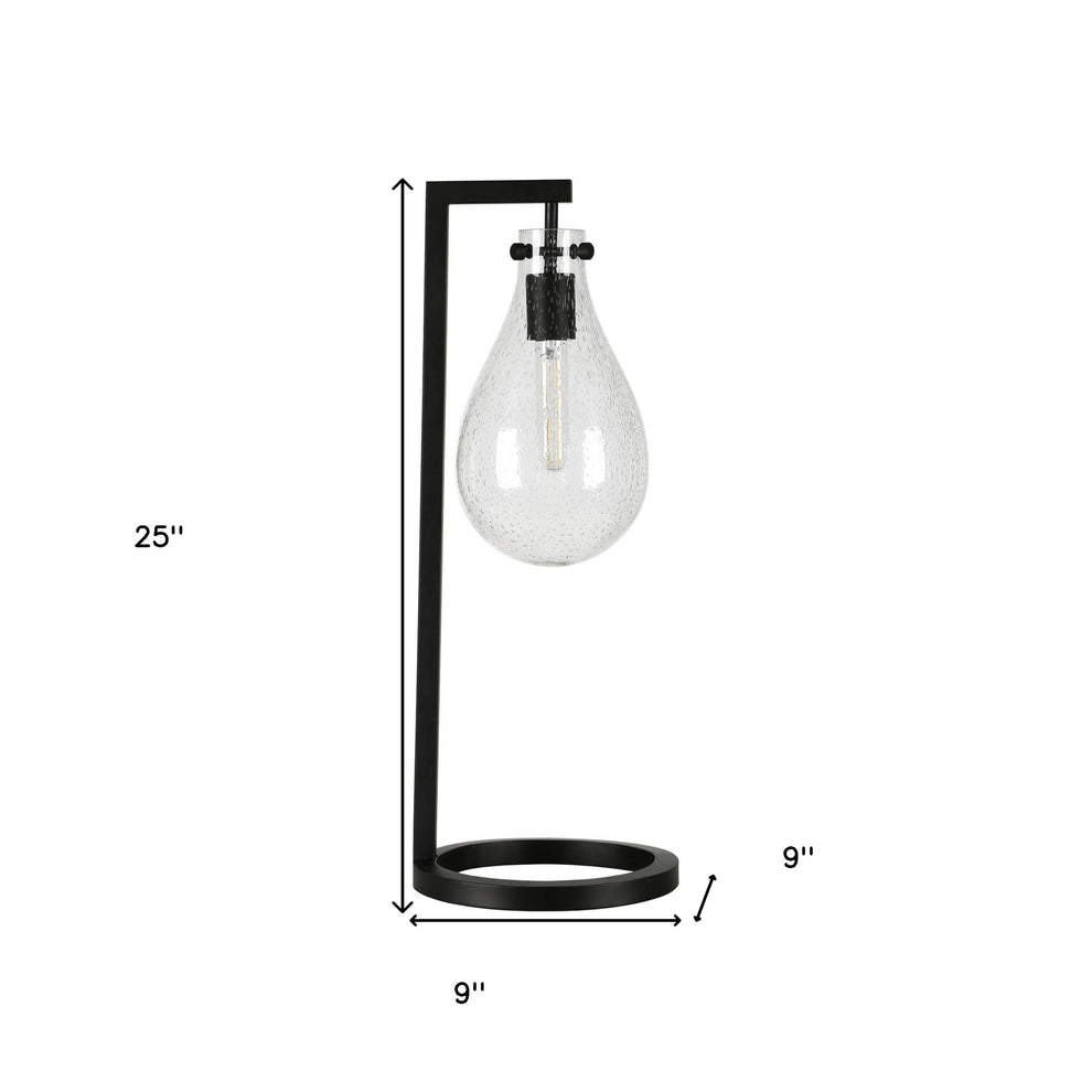 Black Metal Desk Table Lamp With Clear Seeded Novelty Shade By Homeroots | Table Lamps | Modishstore - 8