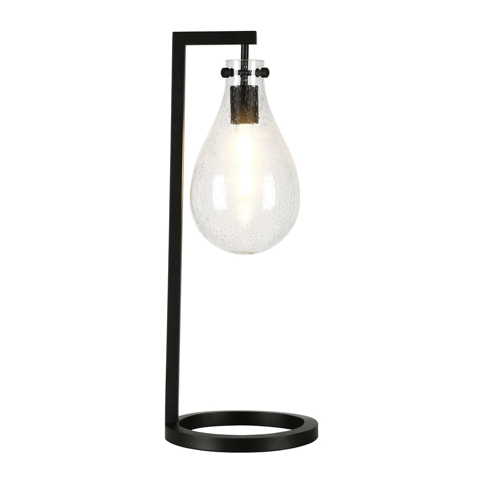 Black Metal Desk Table Lamp With Clear Seeded Novelty Shade By Homeroots | Table Lamps | Modishstore - 4