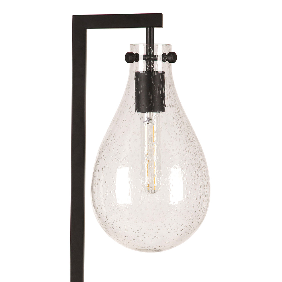Black Metal Desk Table Lamp With Clear Seeded Novelty Shade By Homeroots | Table Lamps | Modishstore - 3