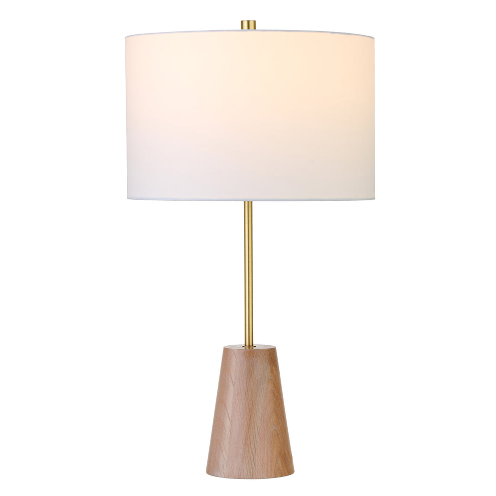 Gold and Brown Metal Table Lamp With White Drum Shade By Homeroots | Table Lamps | Modishstore - 4