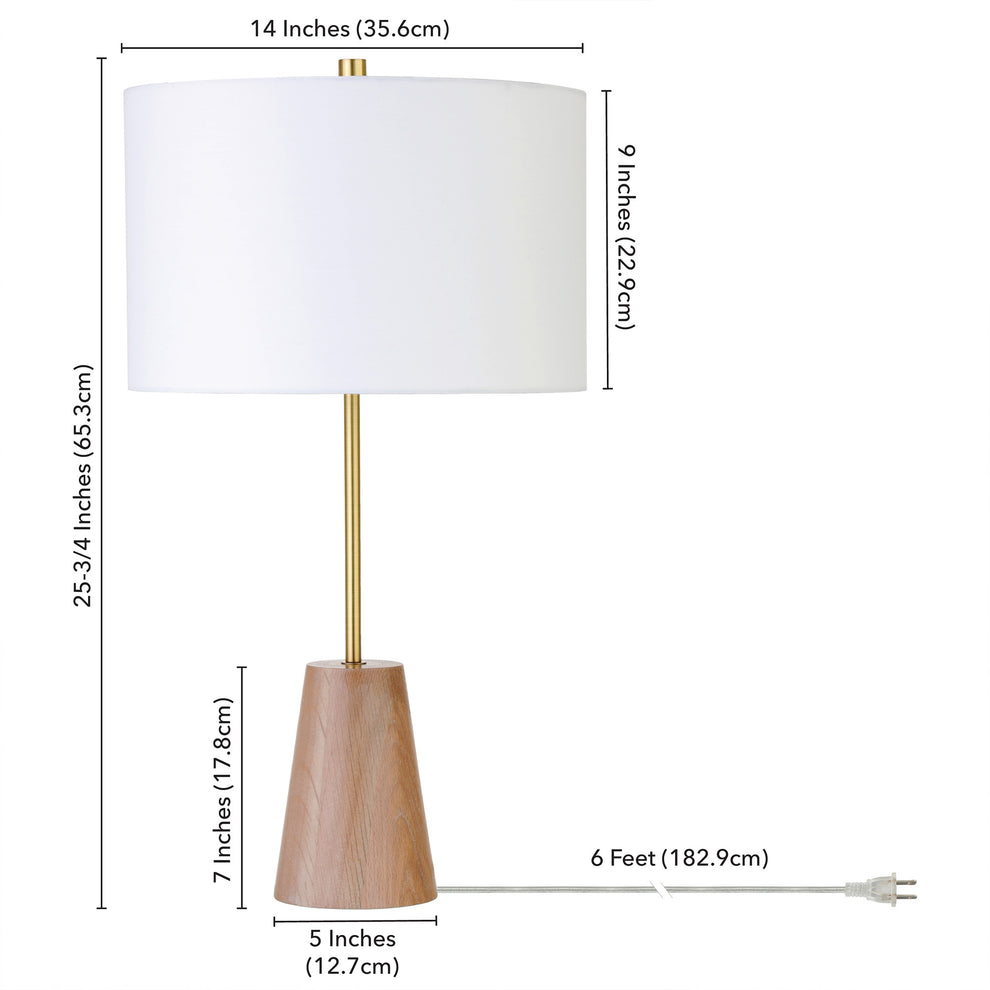 Gold and Brown Metal Table Lamp With White Drum Shade By Homeroots | Table Lamps | Modishstore - 2