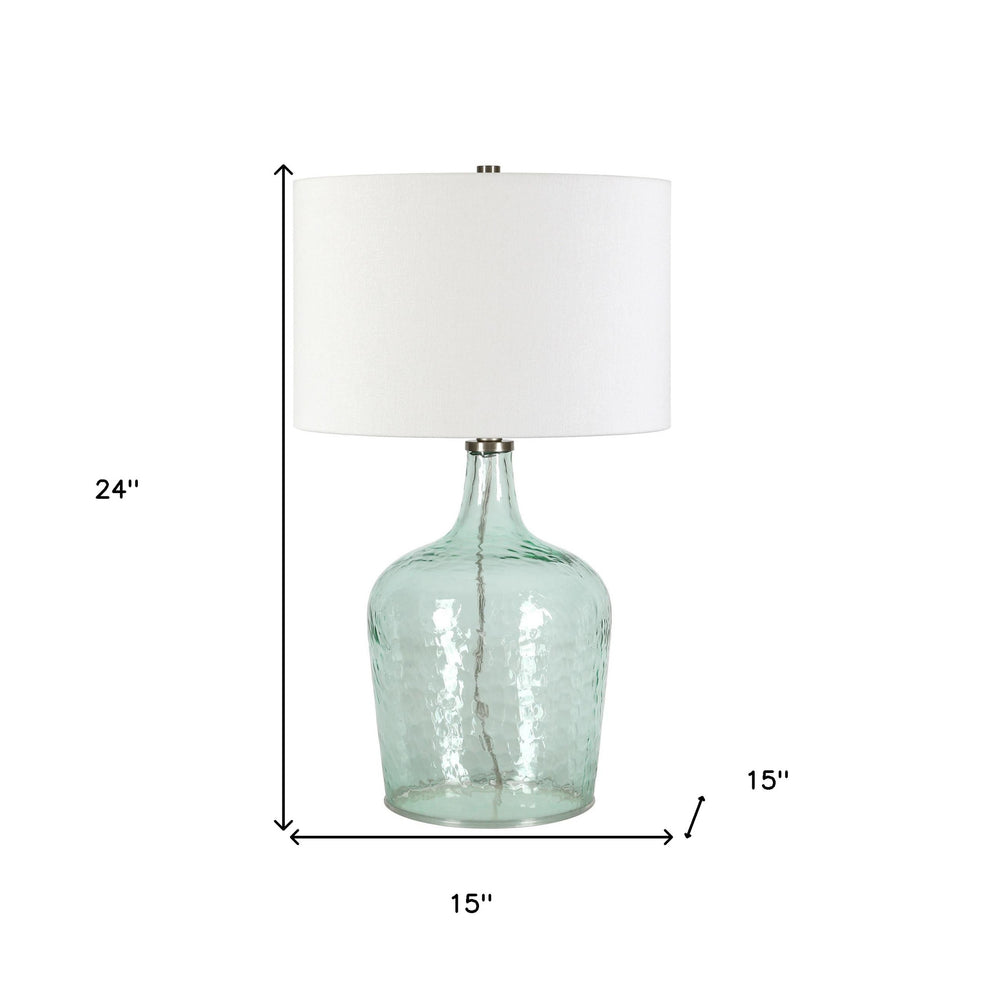 Blue Glass Gourd Table Lamp Coastal With White Drum Shade By Homeroots | Table Lamps | Modishstore - 8