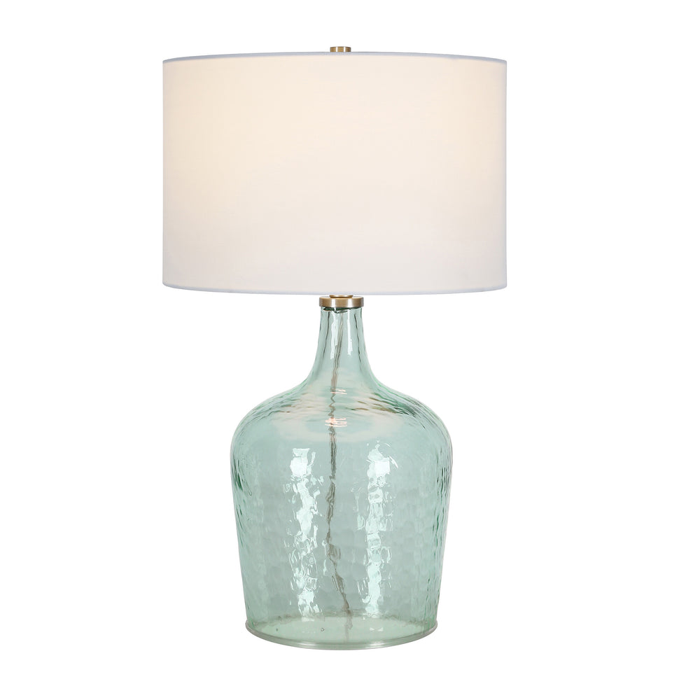 Blue Glass Gourd Table Lamp Coastal With White Drum Shade By Homeroots | Table Lamps | Modishstore - 4
