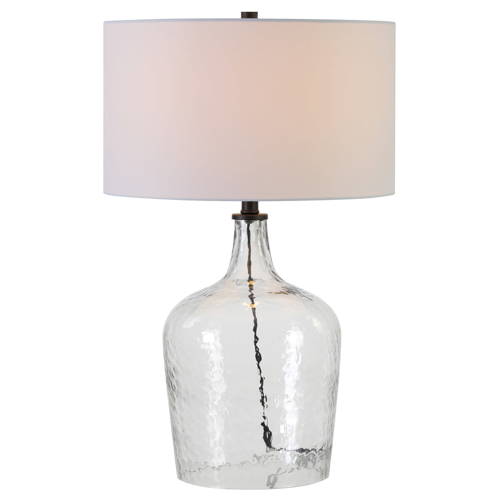 Clear Glass Table Lamp With White Drum Shade By Homeroots | Table Lamps | Modishstore - 3